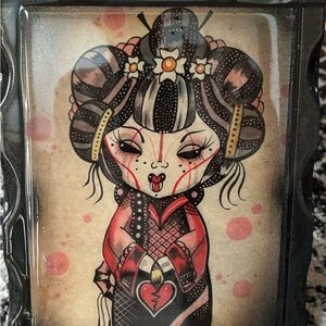 Kawaii Geisha Art on Wood Handmade High Gloss Less Posh Asian Inspired